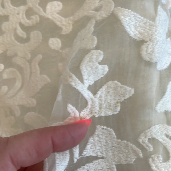 Tribalfemme white dress lattice embroidered on sheer overlay sleeveless shift 14 - Picture 15 of 16